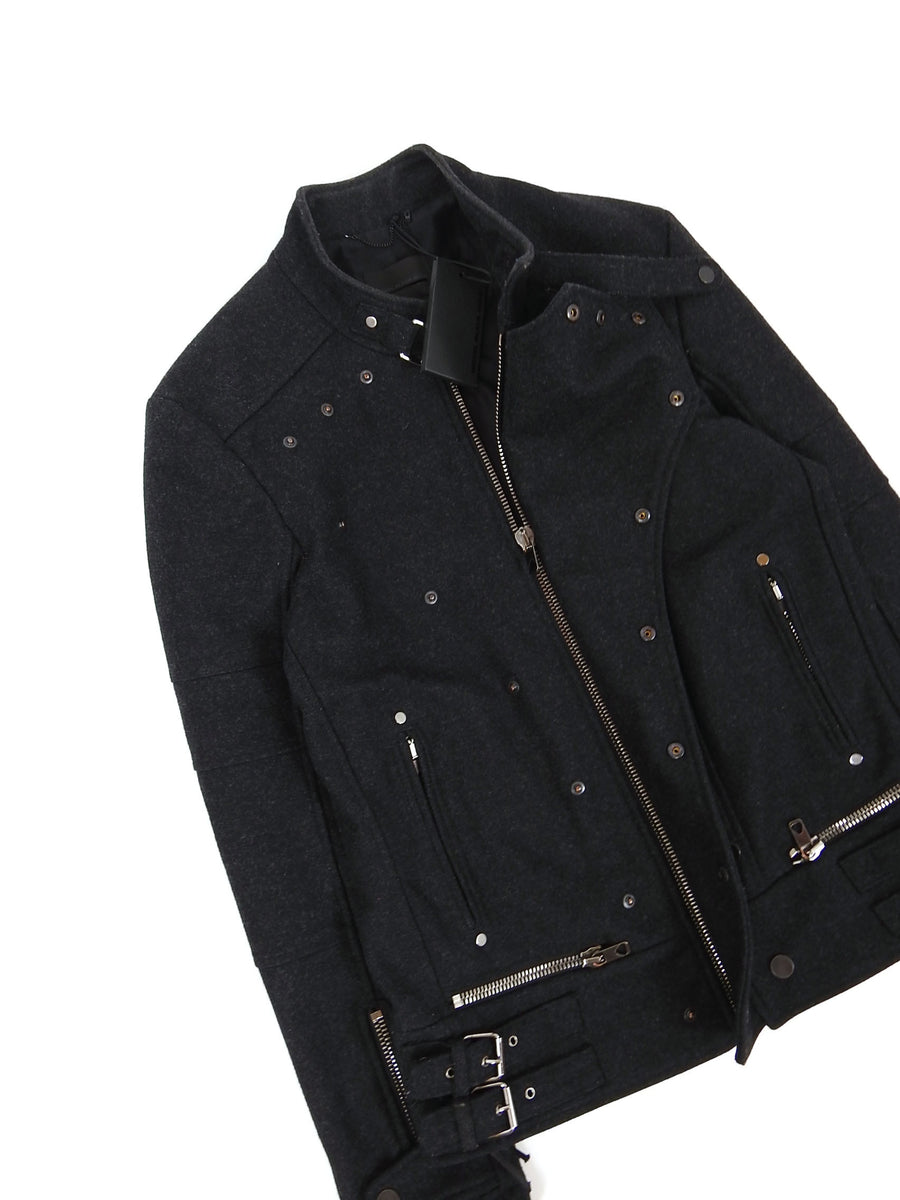 Diesel Black Gold Wool Biker Jacket Size 48 I Miss You MAN