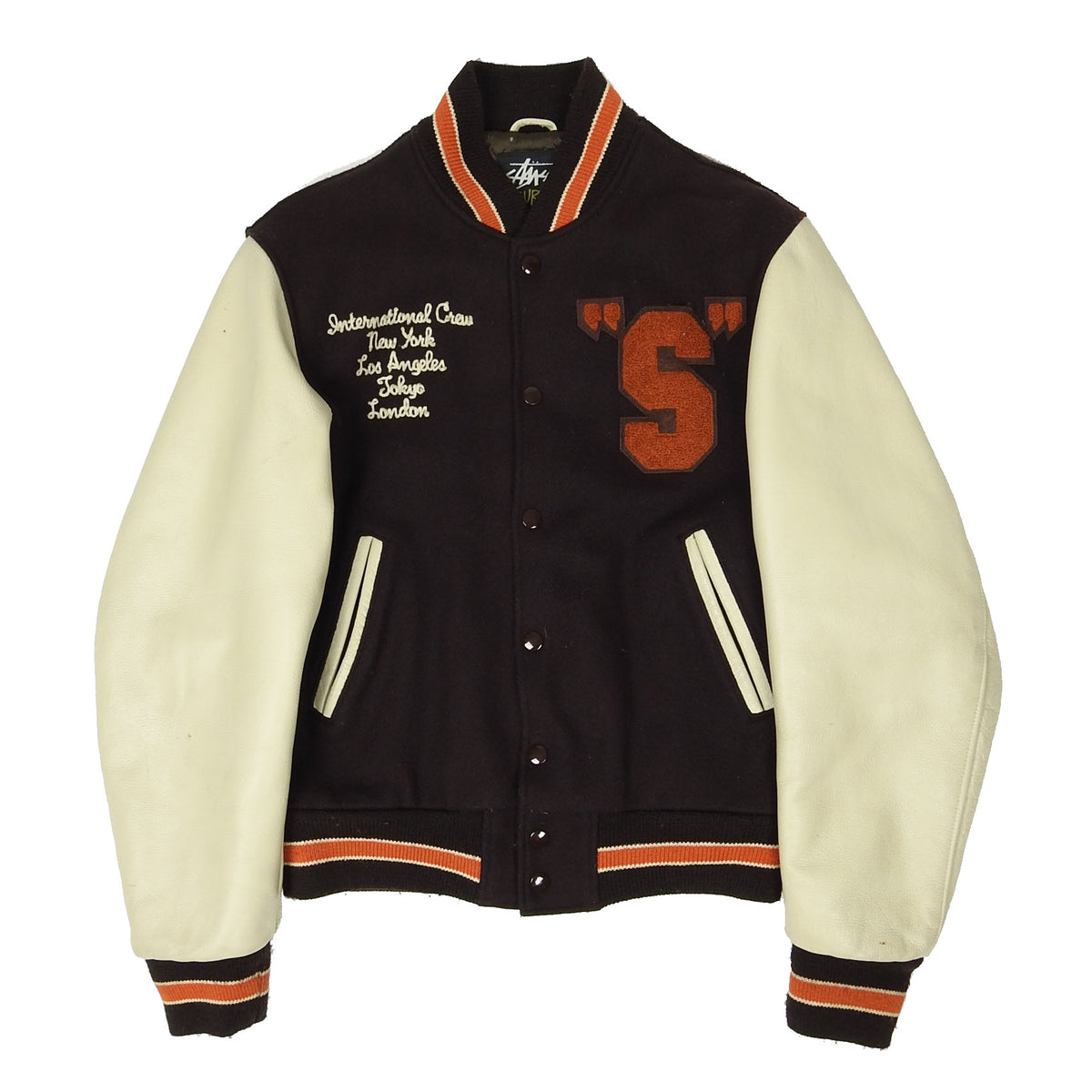 OLD STUSSY 2003 varsity jacket スタジャン　00s Stussy 2003 Varsity Jacket Size Small – I Miss You MAN