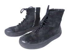 Load image into Gallery viewer, The Last Conspiracy Black Waxed Suede Side Zip Lace Up High Top Sneaker - 11
