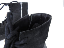 Load image into Gallery viewer, The Last Conspiracy Black Waxed Suede Side Zip Lace Up High Top Sneaker - 11