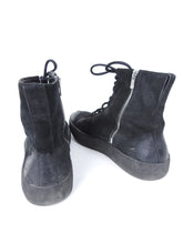 Load image into Gallery viewer, The Last Conspiracy Black Waxed Suede Side Zip Lace Up High Top Sneaker - 11