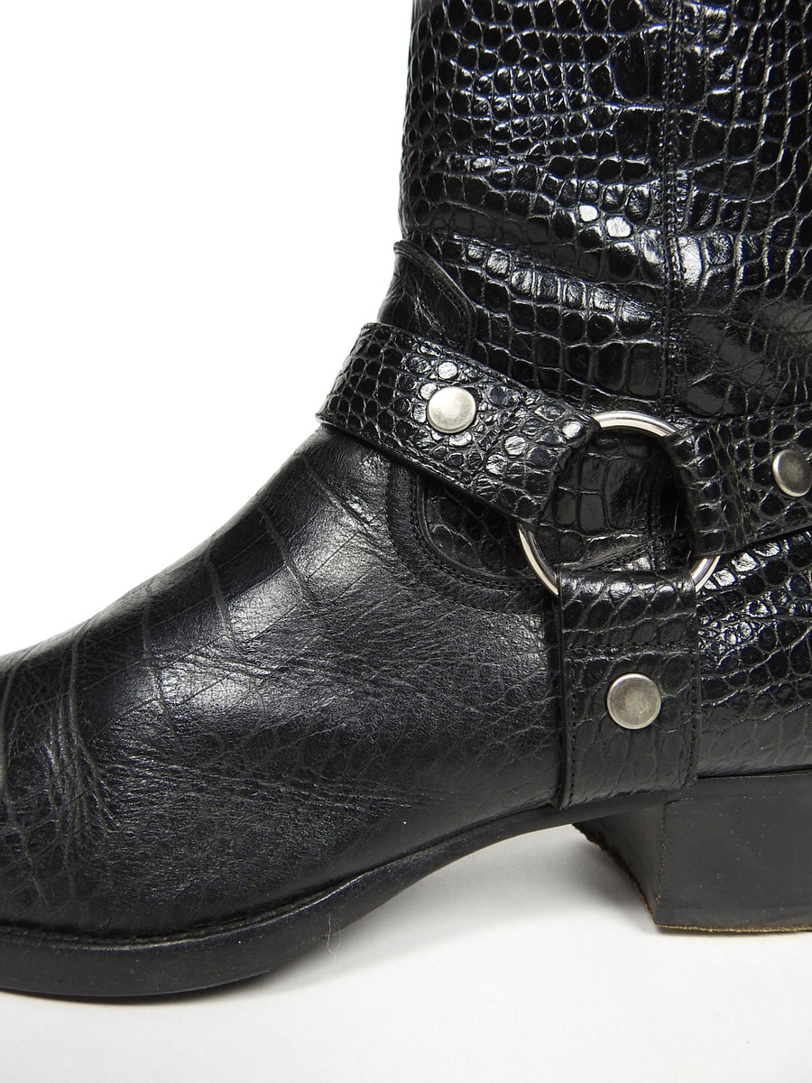 Saint Laurent Paris Croc Wyatt Harness Boots Size 42 – I