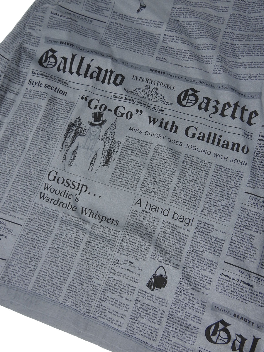 John Galliano Newspaper Print LS T-Shirt Size Large