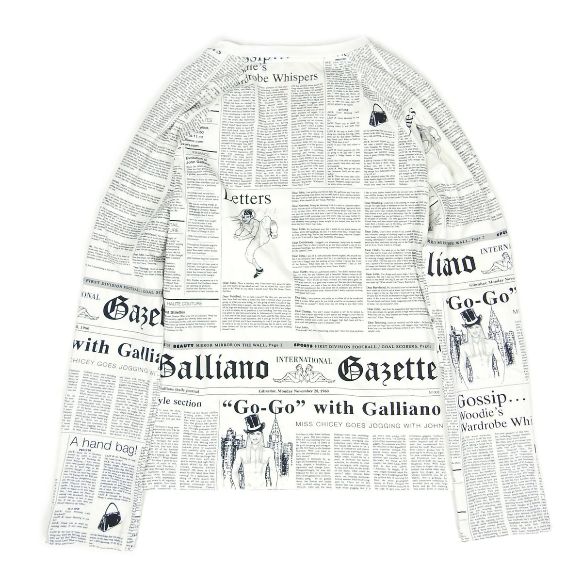 John Galliano Newspaper Print LS Button Up Size Large