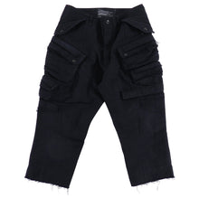 Load image into Gallery viewer, Julius Fall 2012 Cropped Black Cargo Pocket Trousers with Raw Edges - XS