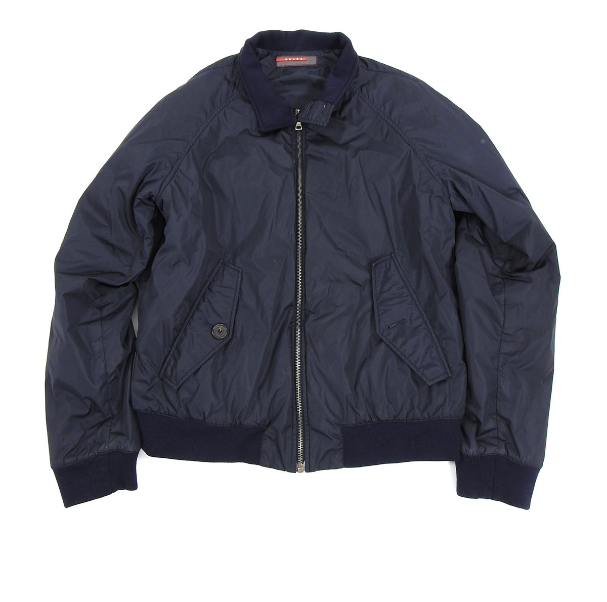 Prada Navy Nylon Zip Up Bomber Jacket - L – I Miss You MAN