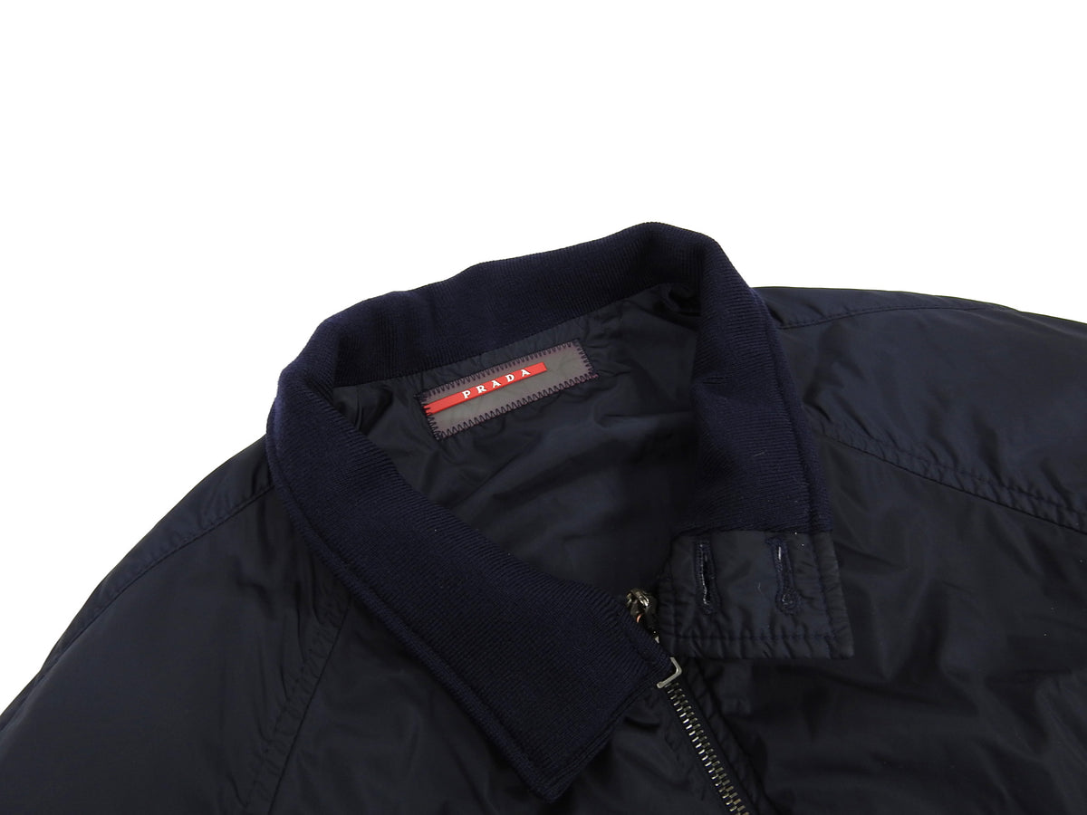 Prada Navy Nylon Zip Up Bomber Jacket - L – I Miss You MAN