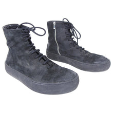 Load image into Gallery viewer, The Last Conspiracy Black Waxed Suede Side Zip Lace Up High Top Sneaker - 11