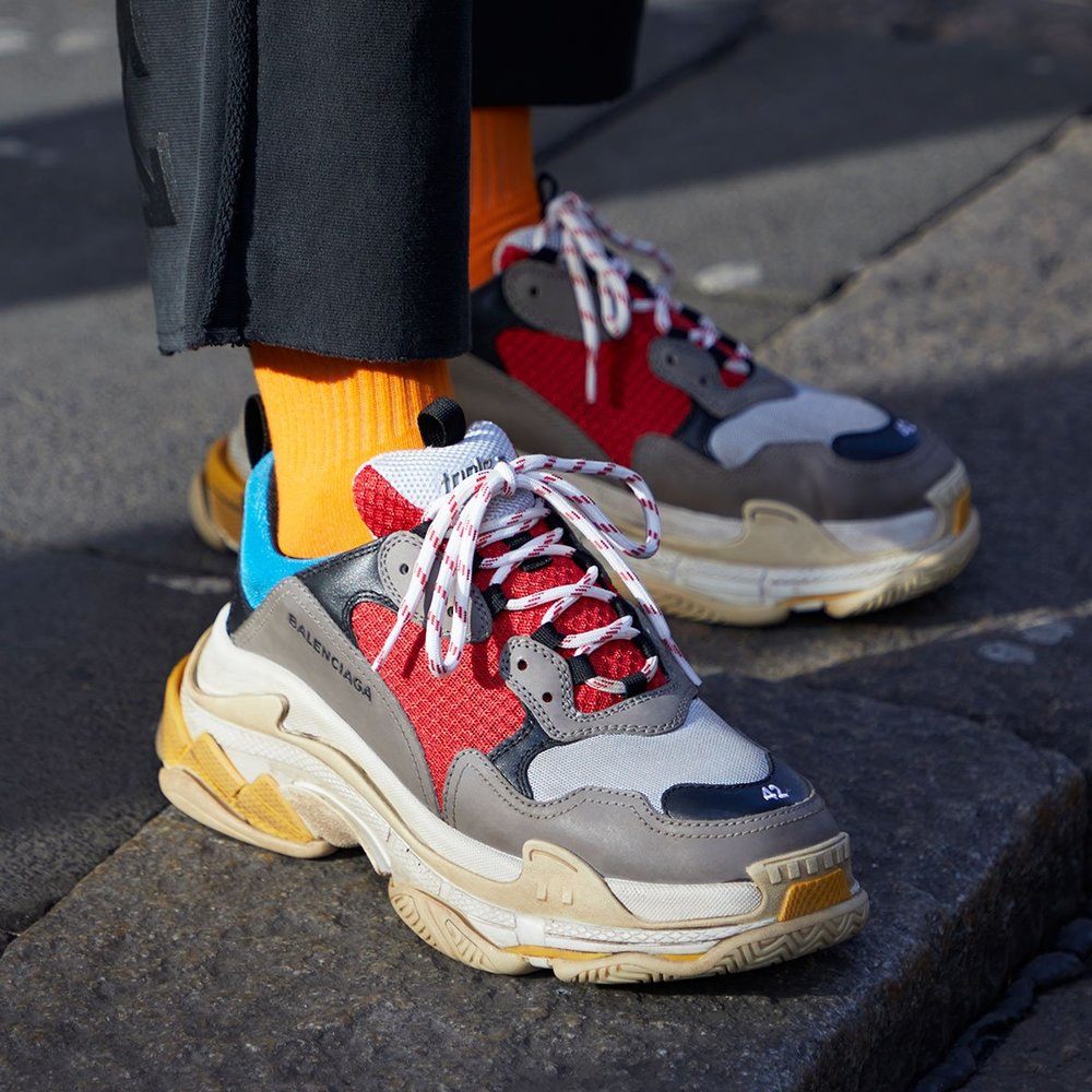 Balenciaga Triple S Trainers Red Blue Grey 9 I Miss You MAN