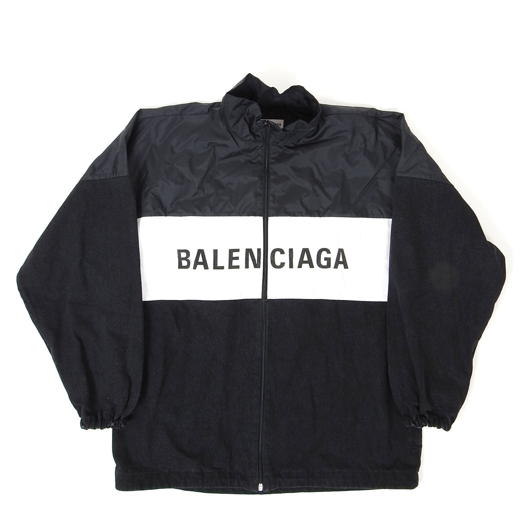 Balenciaga Nylon/Denim Logo Zip Jacket