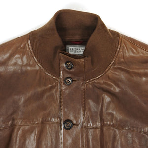 Brunello Cucinelli Leather Jacket Size XXL