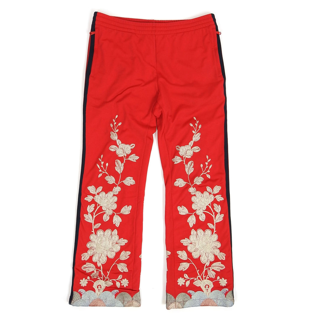 Gucci Embroidered Satin Sweatpants