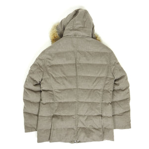 Brunello Cucinello Cashmere Down Fill Coat with Removable Silver Fox Hood Size Medium