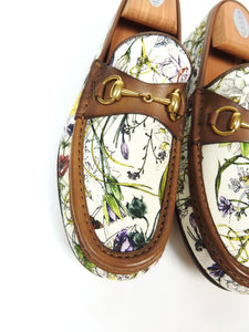 Gucci Floral Canvas Horsebit Loafers Size 8.5