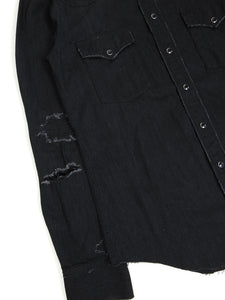 Saint Laurent Paris Distressed Denim Wester Shirt Size Medium