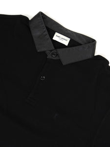 Saint Laurent Pique Polo with Leather Collar Size Large