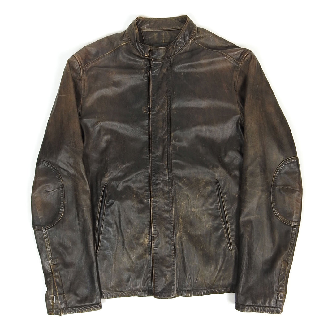 John Varvatos Leather Moto Jacket Size 48