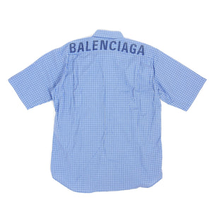 Balenciaga Check Back Logo Short Sleeve Shirt