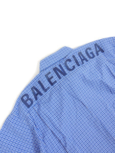 Balenciaga Check Back Logo Short Sleeve Shirt