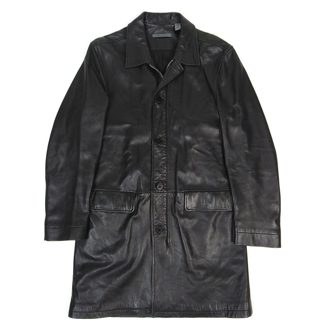 John Varvatos Leather Coat Size 48