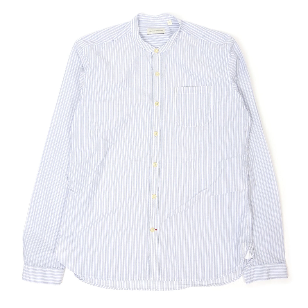 Oliver Spencer Striped Grandad Shirt Size 16