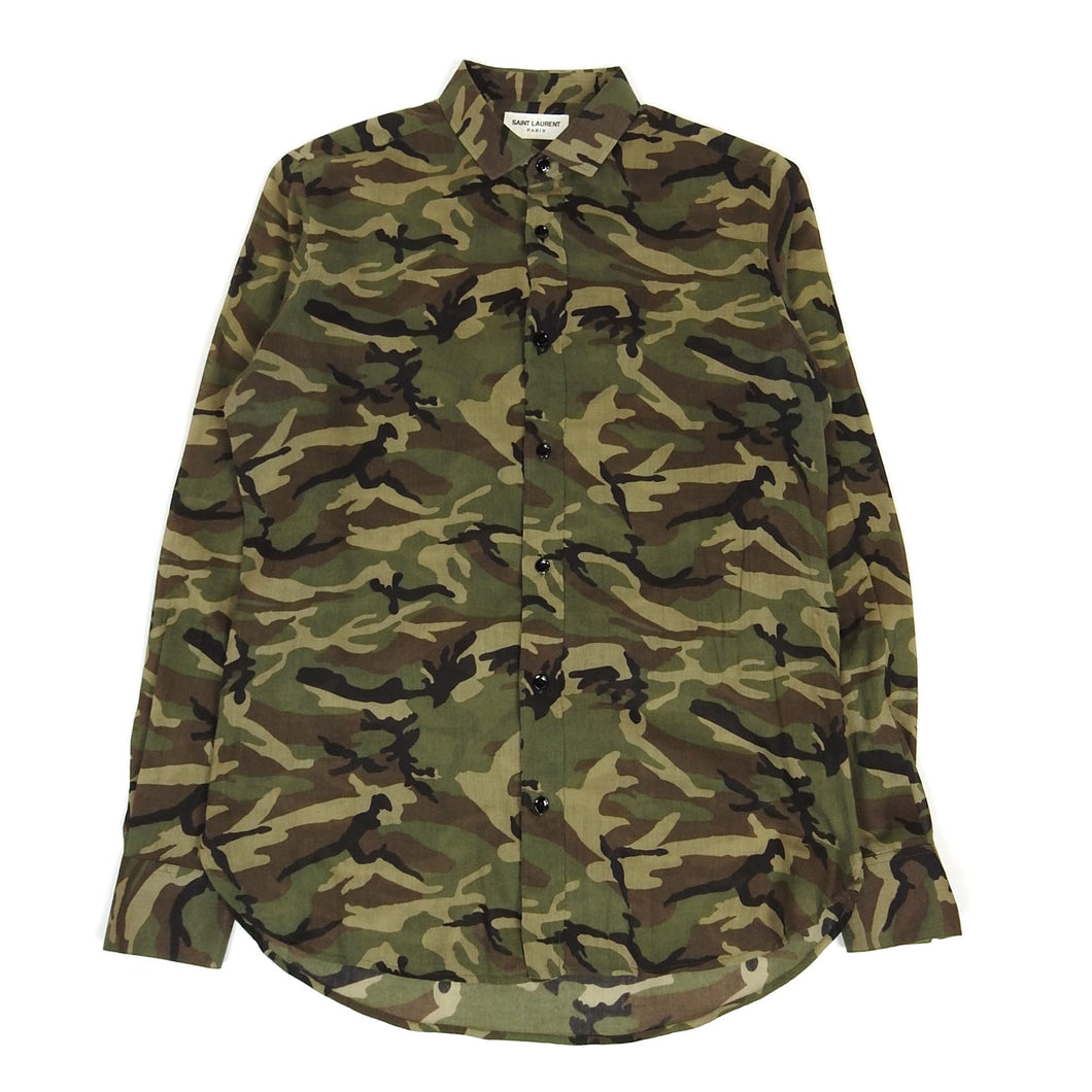 Saint Laurent Paris Camo Shirt Size 14.5