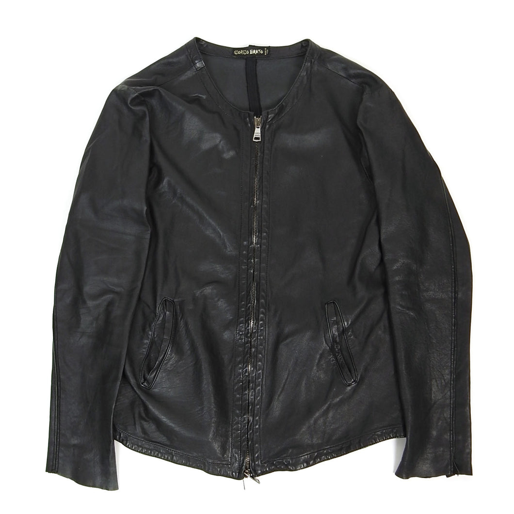 Giorgio Brato Collarless Leather Jacket Size 52