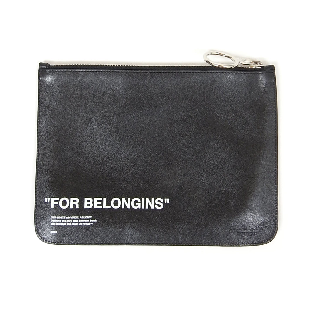 Off white leather online pouch