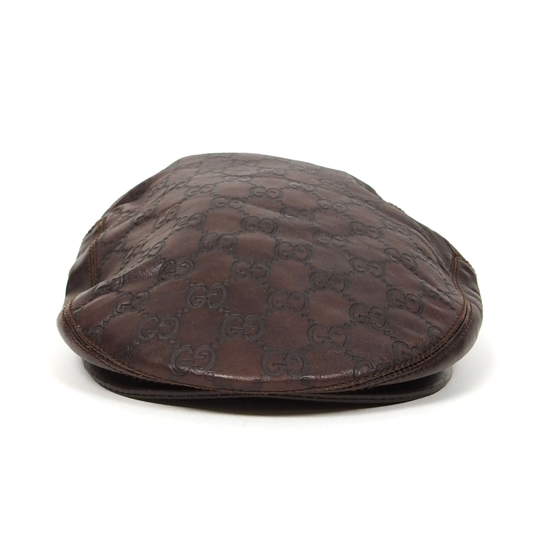 Gucci GG Leather Flat Cap Size XL