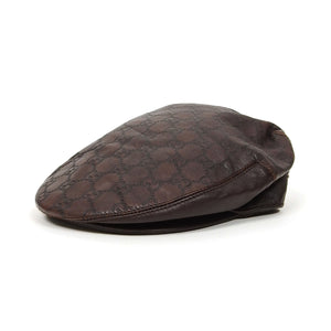 Gucci GG Leather Flat Cap Size XL