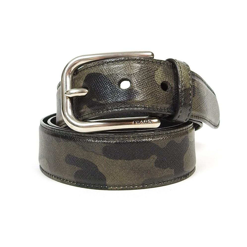 Prada Leather Camo Belt Size 95