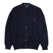 Load image into Gallery viewer, Polo Ralph Lauren Navy Elbow Patch Cardigan Size Small
