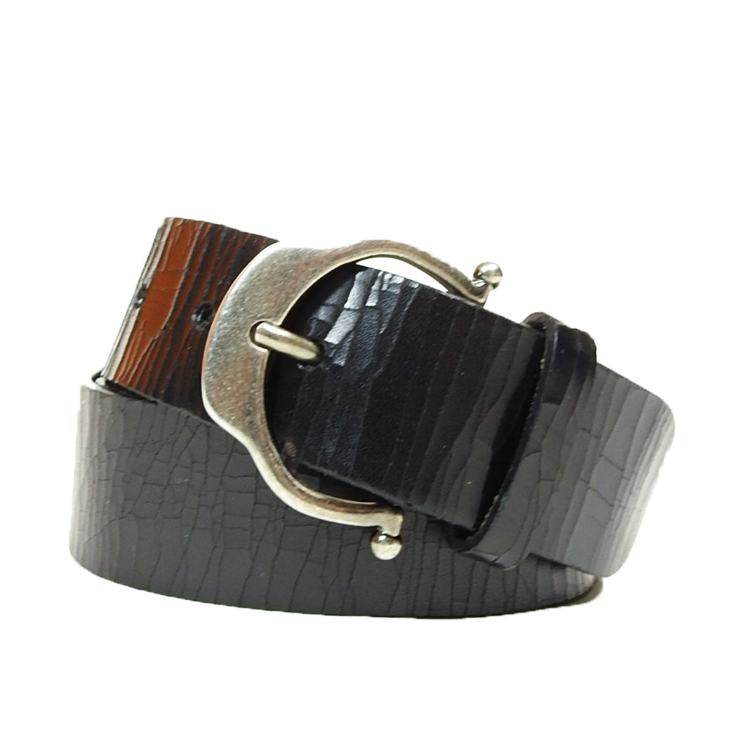 Saint Laurent Paris Cracked Leather Belt