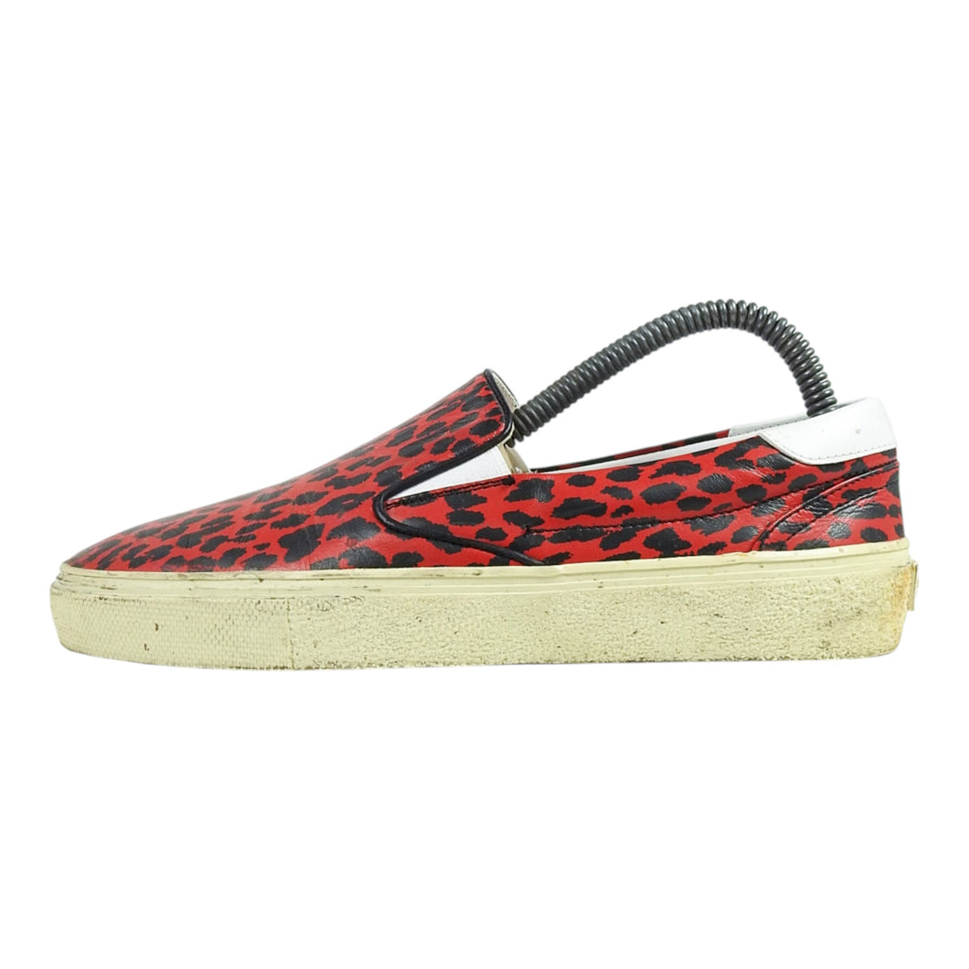 Saint Laurent Red Leopard Slip-Ons Size 39