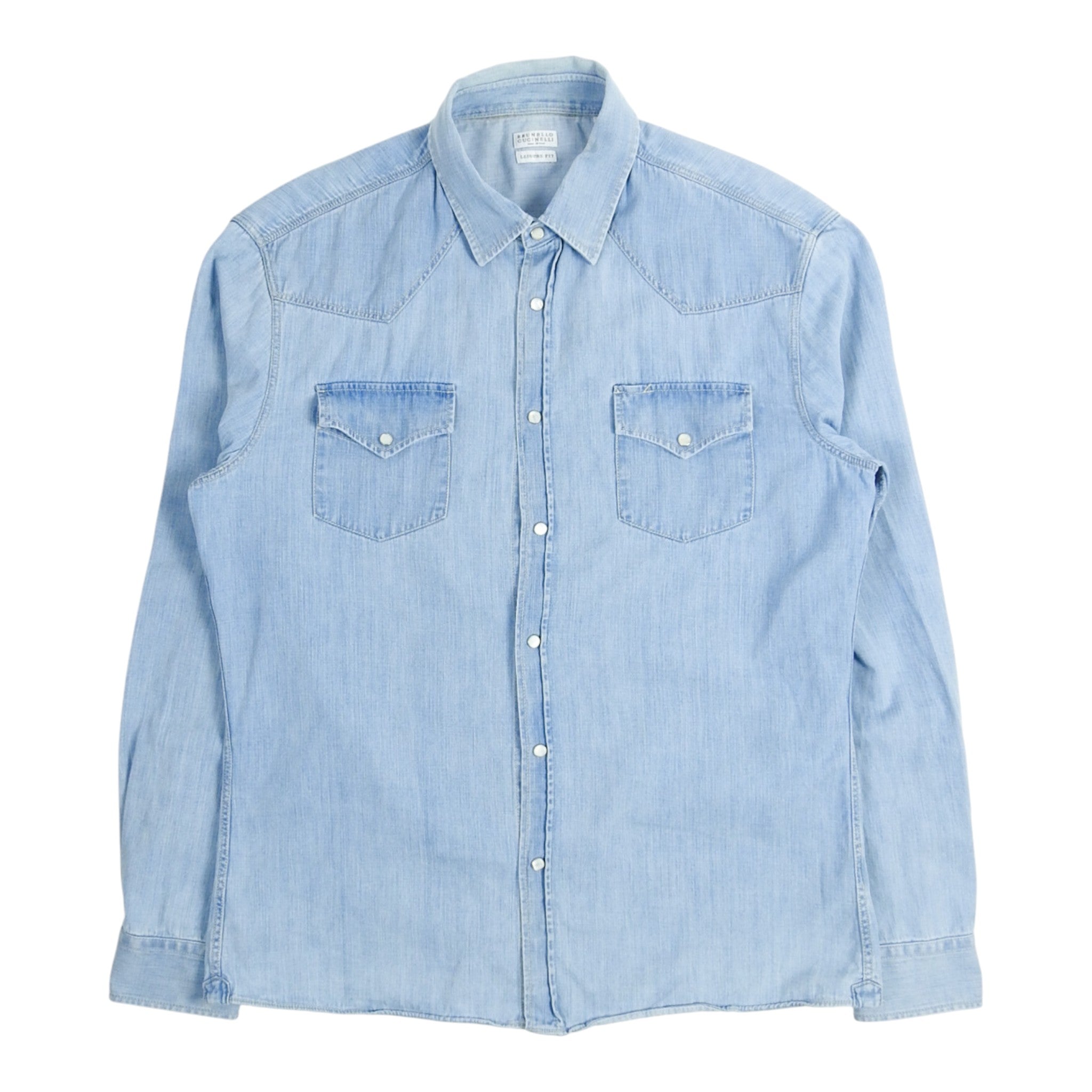 Brunello Cucinelli Denim Snap Button Shirt Size 3XL – I Miss You MAN