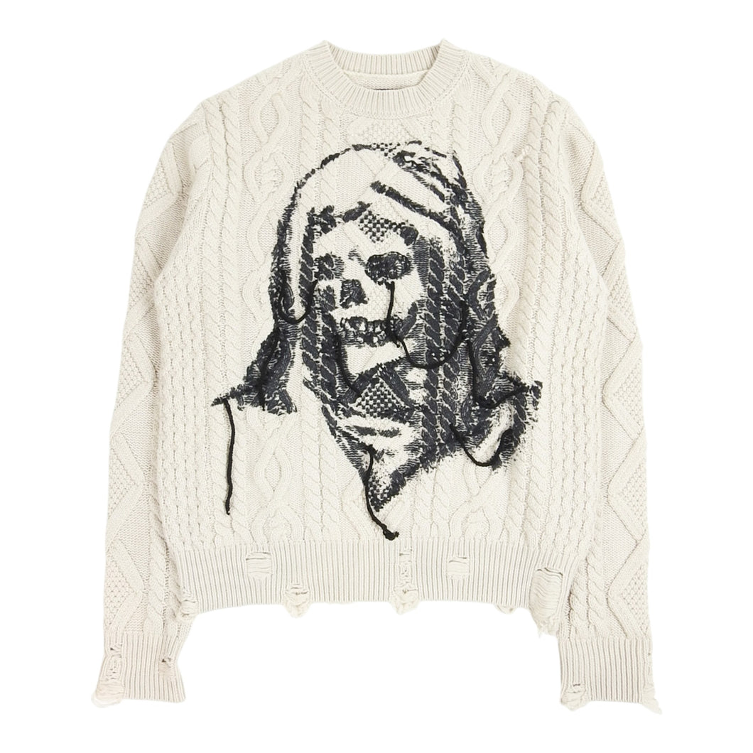 美品 AMIRI × Wes Lang 22AW スカル フリンンジ ニット Amiri x Wes Lang Artwork Knit Sweater Size Medium – I Miss You MAN