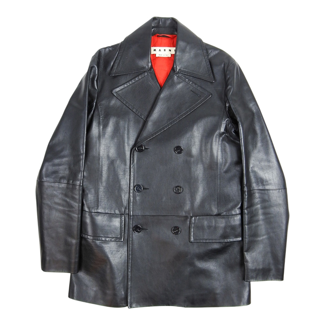 Marni Double Breasted Leather Coat Size 46