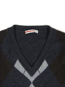 Prada Argyle V Neck Sweater Size 46