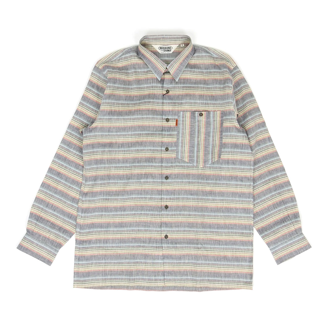 Missoni Vintage Striped Linen Shirt Size Medium