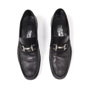 Ferragamo Black Leather Loafers Size 9.5