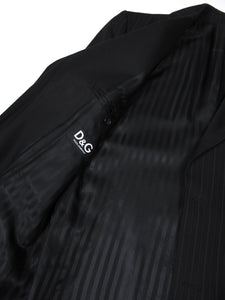 Dolce & Gabbana Black Pinstripe Coat Size 48