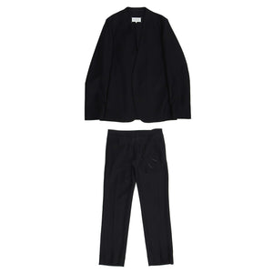 Maison Margiela Black Wool Collarless Suit Size 48