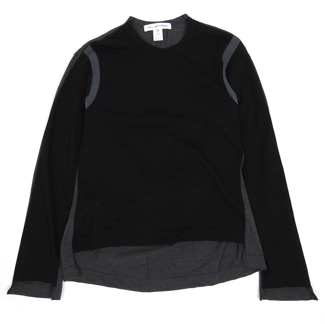 CDG SHIRT Black/Grey Wool Long-sleeve Size Medium