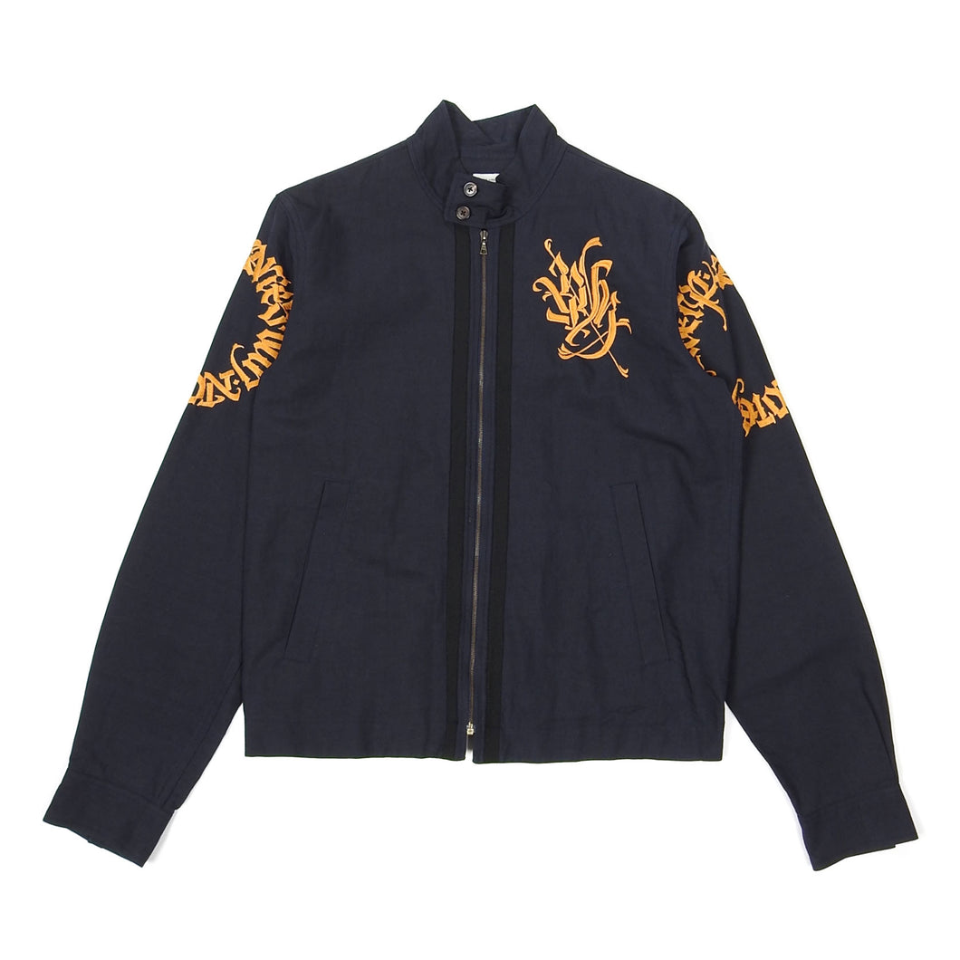 Dries Van Noten Navy Embroidered Zip Jacket Size 46