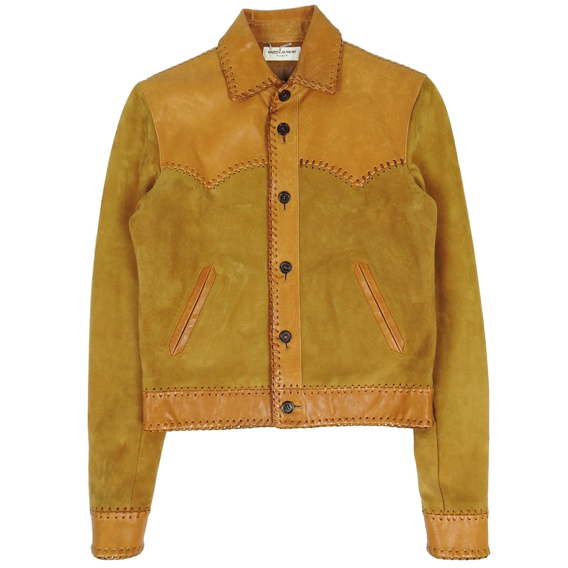 Saint Laurent Sample Whip Stitch Leather/Suede Jacket Size 46 – I