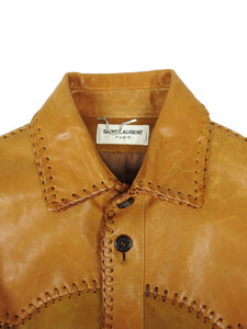 Saint Laurent Sample Whip Stitch Leather/Suede Jacket Size 46