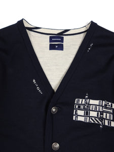 Miharayashuhiro Navy Distressed Cardigan Size 48