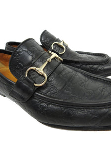Gucci Black Horsebit Monogram Loafers Size 42