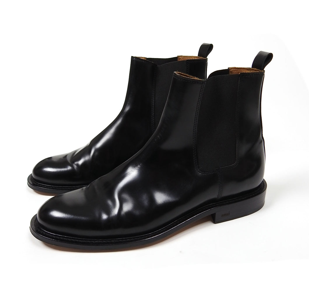 AMI Black Leather Chelsea Boots Size 45