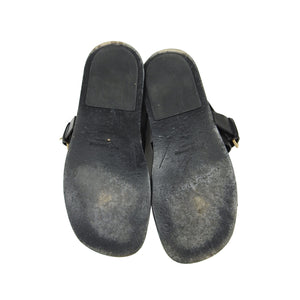 Yves Saint Laurent Rive Gauche Black Flat Leather Sandal Size 42